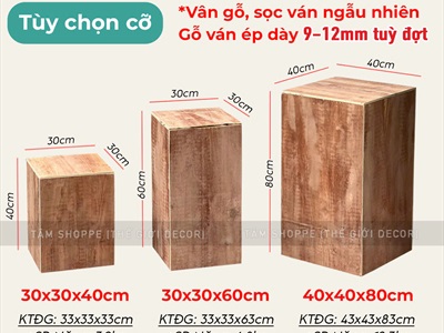 Bục gỗ vuông làm đôn decor trang trí chụp hình [Bục thô - Chắc chắn] BUCDON-01